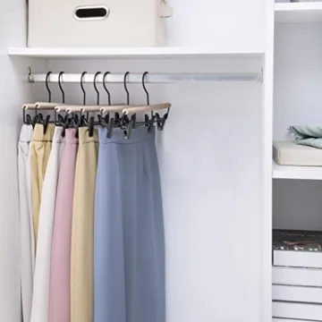 Nature Smile Beech Wooden Pants Hangers 20 Pack Durable Clips