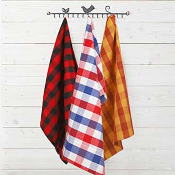 Urban Villa Cotton Dinner Napkins Set of 12, 20x20 Inche Soft Premium Cotton Napkins, Hotel Quality Highly Absorbent, Reusable & Washable Mitered Corner Table Dinner Napkins - (Multicolor, Checkerd)