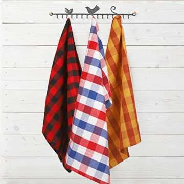 Urban Villa Cotton Dinner Napkins Set of 12, 20x20 Inche Soft Premium Cotton Napkins, Hotel Quality Highly Absorbent, Reusable & Washable Mitered Corner Table Dinner Napkins - (Multicolor, Checkerd)