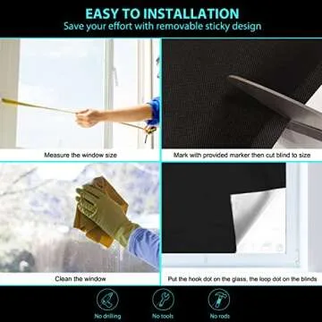 BCJJ 100% Portable Blackout Shades for Windows, Black Out Curtains, Baby Nursery & Bedroom