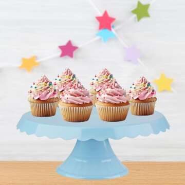 Grupo Mirandinha - Thin Acrylic Cake Stand with Lace - Durable, Elegant and Reusable Design for Special Occasions - Baby Blue Finish