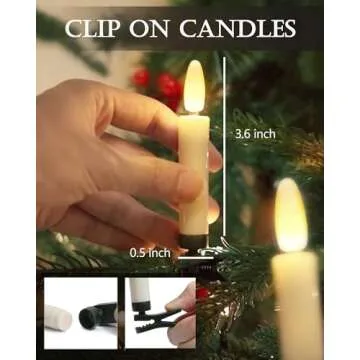 FPOO 20 PCS Christmas Tree Candles Lights Flickering,Clip on Candle Battery Operated Taper Candle Stick with Timer,Mini Flameless Candles for Wreath Candelabra Waterproof Outdoor