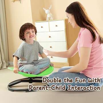 GAKINUNE Kids Sensory Chair for Autism Kids Swivel Chair, Sensory Spin Chair Seat Improve Physical Coordination Wobble Chair for Kids Sit and Spin Relief of Motion Sickness (Green)