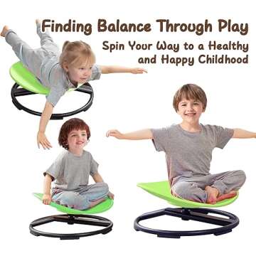 GAKINUNE Kids Sensory Chair for Autism Kids Swivel Chair, Sensory Spin Chair Seat Improve Physical Coordination Wobble Chair for Kids Sit and Spin Relief of Motion Sickness (Green)