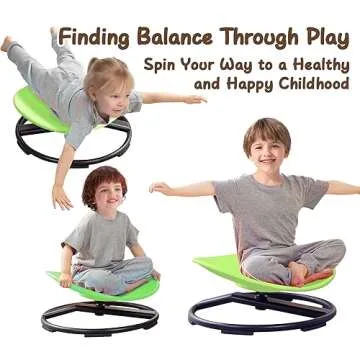 GAKINUNE Kids Sensory Chair for Autism Kids Swivel Chair, Sensory Spin Chair Seat Improve Physical Coordination Wobble Chair for Kids Sit and Spin Relief of Motion Sickness (Green)