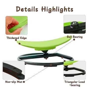 GAKINUNE Kids Sensory Chair for Autism Kids Swivel Chair, Sensory Spin Chair Seat Improve Physical Coordination Wobble Chair for Kids Sit and Spin Relief of Motion Sickness (Green)
