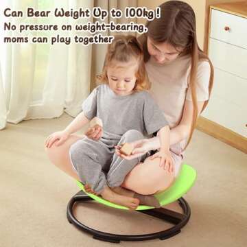 GAKINUNE Kids Sensory Chair for Autism Kids Swivel Chair, Sensory Spin Chair Seat Improve Physical Coordination Wobble Chair for Kids Sit and Spin Relief of Motion Sickness (Green)