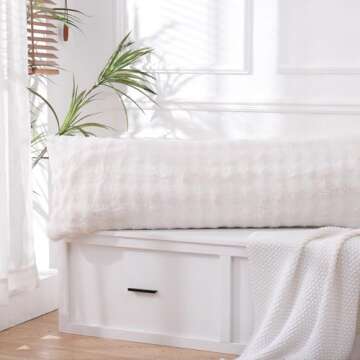 Chumerry Faux Fur Body Pillow Cover, Super Soft Fuzzy Plush Bedding Pillow Long Pillowcases 1 Pieces, Chic Striped Plaid Geometry Decorative White Body Pillowcase for Couch, Bed, 20 x 54 Inches