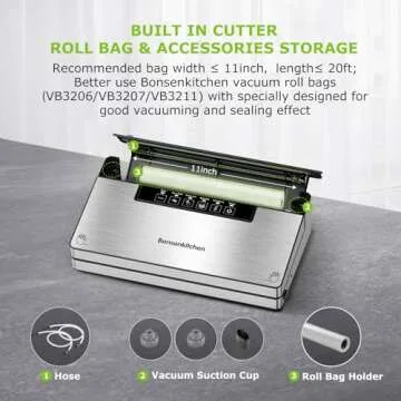 Powerful Bonsenkitchen Vacuum Sealer with 5 Modes