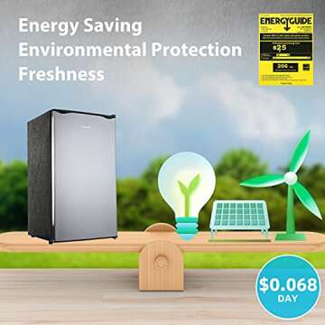 BANGSON Compact Fridge 3.2 CU.FT. Mini Refrigerator - Small Dorm Fridge with Freezer - 38 dB Low Noise - Adjustable Temperature - Reversible Door - An Idea Gift for Women and Kids, Silver
