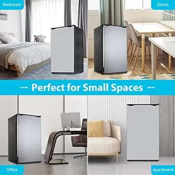 BANGSON Compact Fridge 3.2 CU.FT. Mini Refrigerator - Small Dorm Fridge with Freezer - 38 dB Low Noise - Adjustable Temperature - Reversible Door - An Idea Gift for Women and Kids, Silver