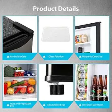 BANGSON Compact Fridge 3.2 CU.FT. Mini Refrigerator - Small Dorm Fridge with Freezer - 38 dB Low Noise - Adjustable Temperature - Reversible Door - An Idea Gift for Women and Kids, Silver