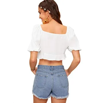 Stylish SweatyRocks Women's Casual Tie Knot Crop Top