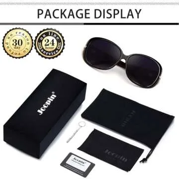 Joopin Big Sunglasses for Women Trendy Rectangle Black Shades Ladies Large Sun Glasses Polarized UV Protection Rhinestone Shady Rays Sunnies
