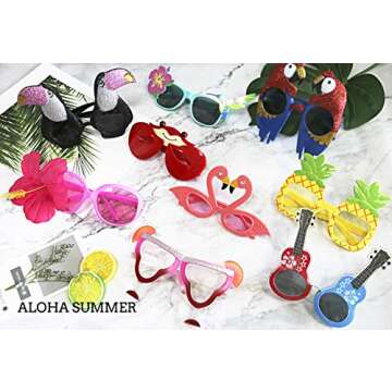 Ocean Line Luau Party Sunglasses - 9 Pairs Funny Hawaiian Glasses, Tropical Fancy Dress Props, Fun S...