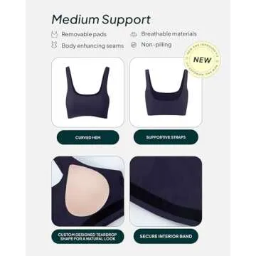 PAVOI ACTIVE Curve Hem Scoop Neck Sports Bra - Medium Support for Women