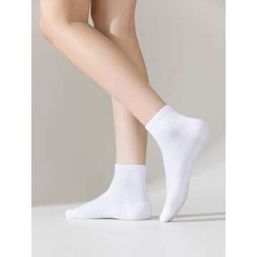 ACCFOD Womens White Ankle Socks Thin Cotton Gym Socks Athletic Mini Crew Socks 5-9