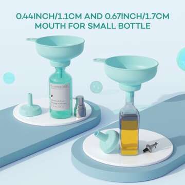 Pisol Wide Mouth Versatile Funnel, Canning Funnels for Kitchen Use, Food Grade Plastic Cooking Funnel Set with 4 Size Spouts and 2 Strainers for Filling Different Bottles and Bags, Teal