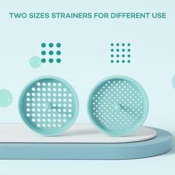 Pisol Wide Mouth Versatile Funnel, Canning Funnels for Kitchen Use, Food Grade Plastic Cooking Funnel Set with 4 Size Spouts and 2 Strainers for Filling Different Bottles and Bags, Teal