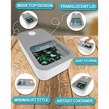 Skywin Large Laundry Pods Container Push Open with Grey Lid, Laundry Pod Holder 15 x 8.7 x 4.5 In, Holds 11 Pounds OR 120-150 Pods, Laundry Pod Container, Dishwasher Pods Container