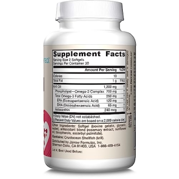 Jarrow Krill Oil Omega-3 Brain Heart Health 60 Softgels