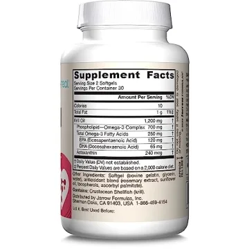 Jarrow Krill Oil Omega-3 Brain Heart Health 60 Softgels