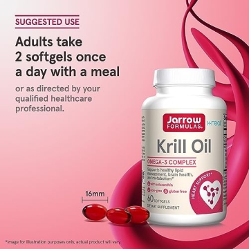 Jarrow Krill Oil Omega-3 Brain Heart Health 60 Softgels