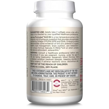 Jarrow Krill Oil Omega-3 Brain Heart Health 60 Softgels