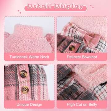 Cozy Plaid Dog Sweater Dress for Small Dogs and Cats