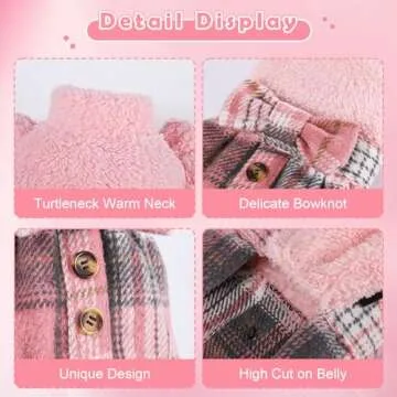 Cozy Plaid Dog Sweater Dress for Small Dogs and Cats
