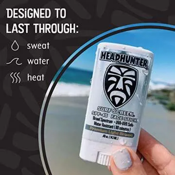 Headhunter Sunscreen Face Stick SPF 45, Waterproof Surf Sunblock for Waterman, Water-Resistant Facial Sunscreen for Ultra-Sport Protection and Solar Defense (80 min), Tinted Light Brown (1 pack)