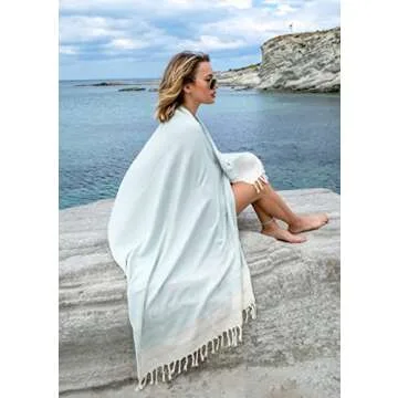 DEMMEX Organic Turkish Cotton Soft Bath and Beach Towel - Luxury Oversized Peshtemal for Bathroom and Beach - Lightweight, Quick-Drying - Prewashed, Diamond Weave, 71x36'' (Mint)