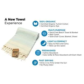 DEMMEX Organic Turkish Cotton Soft Bath and Beach Towel - Luxury Oversized Peshtemal for Bathroom and Beach - Lightweight, Quick-Drying - Prewashed, Diamond Weave, 71x36'' (Mint)