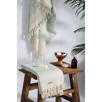 DEMMEX Organic Turkish Cotton Soft Bath and Beach Towel - Luxury Oversized Peshtemal for Bathroom and Beach - Lightweight, Quick-Drying - Prewashed, Diamond Weave, 71x36'' (Mint)