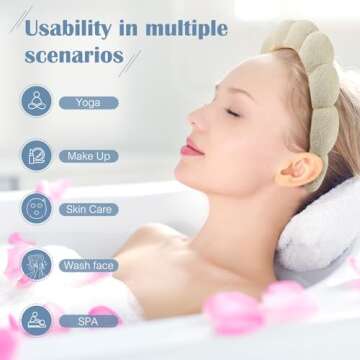 Ztomine Skincare Headband, Set of 2 - Terry Cloth Face Wash Headband Combo Pack - Puffy Makeup Headbands for Face Washing, Mask (beige + black)