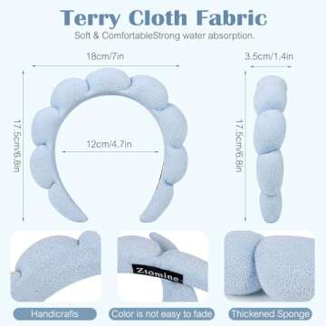 Ztomine Skincare Headband, Set of 2 - Terry Cloth Face Wash Headband Combo Pack - Puffy Makeup Headbands for Face Washing, Mask (beige + black)