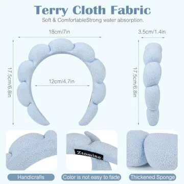 Ztomine Skincare Headband, Set of 2 - Terry Cloth Face Wash Headband Combo Pack - Puffy Makeup Headbands for Face Washing, Mask (beige + black)