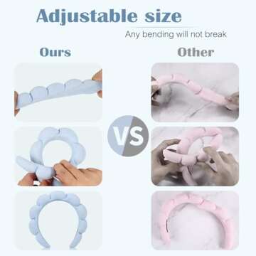 Ztomine Skincare Headband, Set of 2 - Terry Cloth Face Wash Headband Combo Pack - Puffy Makeup Headbands for Face Washing, Mask (beige + black)