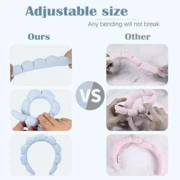 Ztomine Skincare Headband, Set of 2 - Terry Cloth Face Wash Headband Combo Pack - Puffy Makeup Headbands for Face Washing, Mask (beige + black)