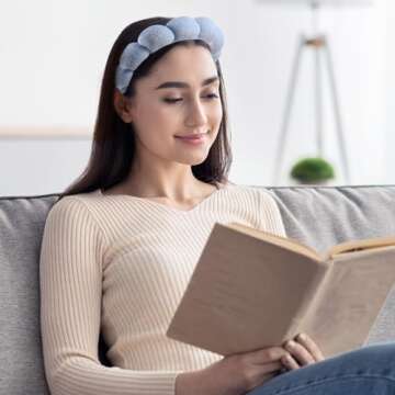 Ztomine Skincare Headband, Set of 2 - Terry Cloth Face Wash Headband Combo Pack - Puffy Makeup Headbands for Face Washing, Mask (beige + black)