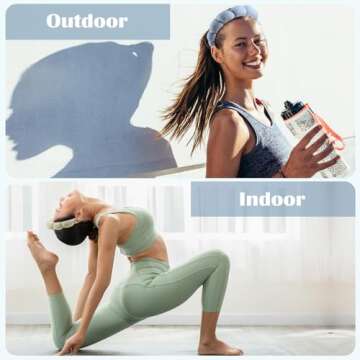 Ztomine Skincare Headband, Set of 2 - Terry Cloth Face Wash Headband Combo Pack - Puffy Makeup Headbands for Face Washing, Mask (beige + black)