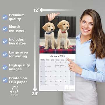 Golden Retriever Calendar 2025 | 16 Month Wall Calendar