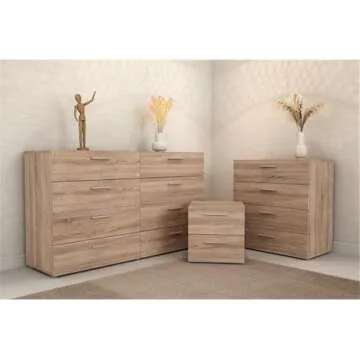 Home Square 4 Piece Bedroom Set with 8 Drawer Dresser, 4 Drawer Chest, Two 2 Drawer Nightstands in T...