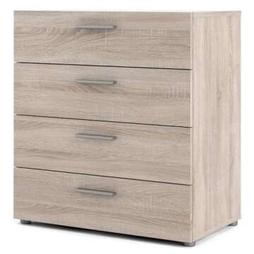 Home Square 4 Piece Bedroom Set with 8 Drawer Dresser, 4 Drawer Chest, Two 2 Drawer Nightstands in Truffle