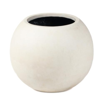 Elegant Ash & Ember Onyx 24" D Round Sphere Planter - Satin Ivory - Modern Home Décor