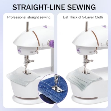 GUSSLM Mini Sewing Machine for Beginners, Sewing Machine for Quick Stitching, Portable Sewing Machine Suitable for Home, Travel and DIY, Electric Handheld Sewing Machine for Beginners, White