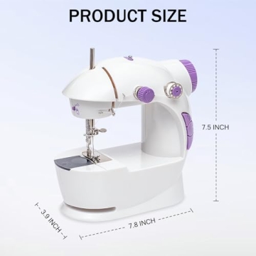 GUSSLM Mini Sewing Machine for Beginners, Sewing Machine for Quick Stitching, Portable Sewing Machine Suitable for Home, Travel and DIY, Electric Handheld Sewing Machine for Beginners, White