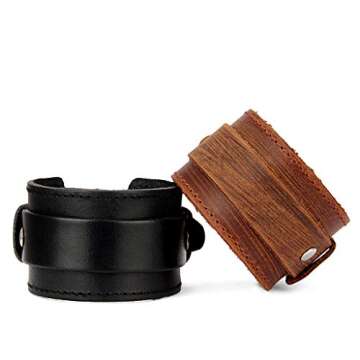 GelConnie Punk Leather Cuff Bracelet for Style and Durability