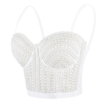 Fashionable Pearls Beaded Bustier Crop Top for Women
