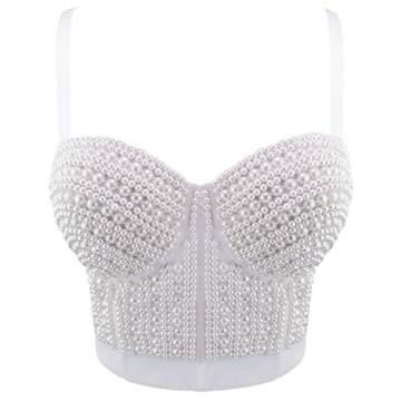 Fashionable Pearls Beaded Bustier Crop Top for Women